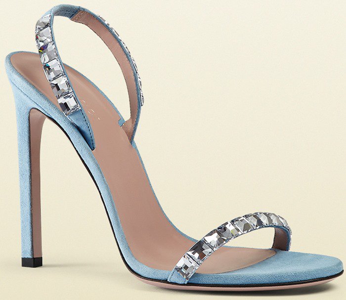 Gucci 'Mallory' Crystal Embellished Suede Sandals in Blue