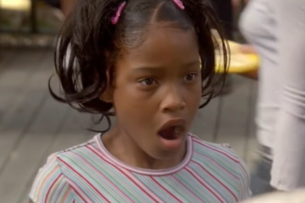 A young Keke Palmer reacts in character during Barbershop 2, capturing the screen presence that helped propel her into more leading roles
