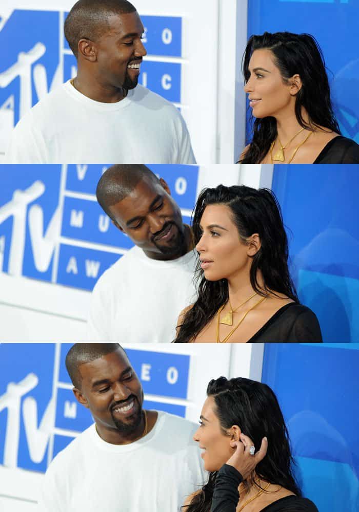 Smitten: Kim's husband Kanye West throws adoring looks at his wife on the red carpet