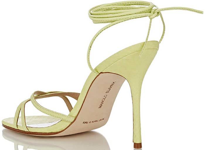 Manolo Blahnik Snakeskin Leva Ankle-Wrap Sandals