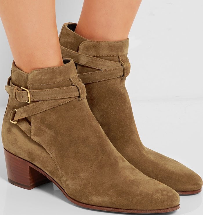 Saint Laurent Blake Tan Suede Ankle Boots