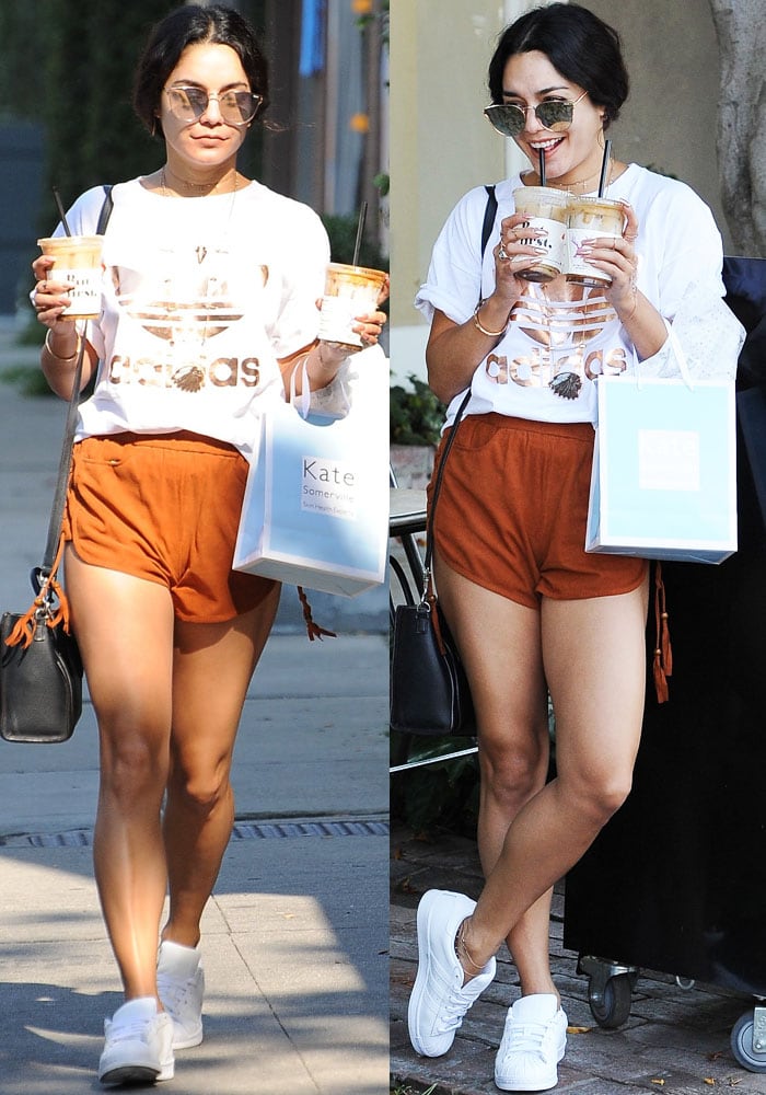 In her element, Vanessa Hudgens blends boho chic with streetwear flair, effortlessly sporting a pair of Spell The Gypsy Collective shorts