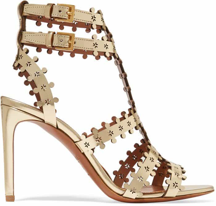 Gold Metallic Alaïa Metallic Leather Sandals