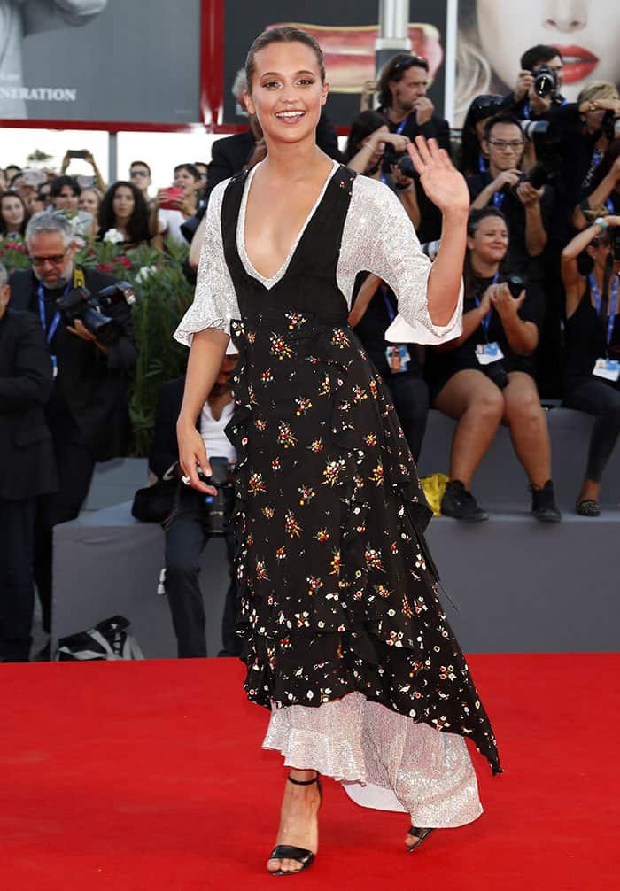 Alicia Vikander in a glittery dress from Louis Vuitton’s Resort 2017 Collection