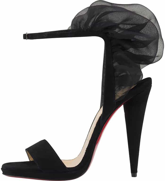 Jacqueline Suede Silk Chiffon Ankle-Strap Sandals