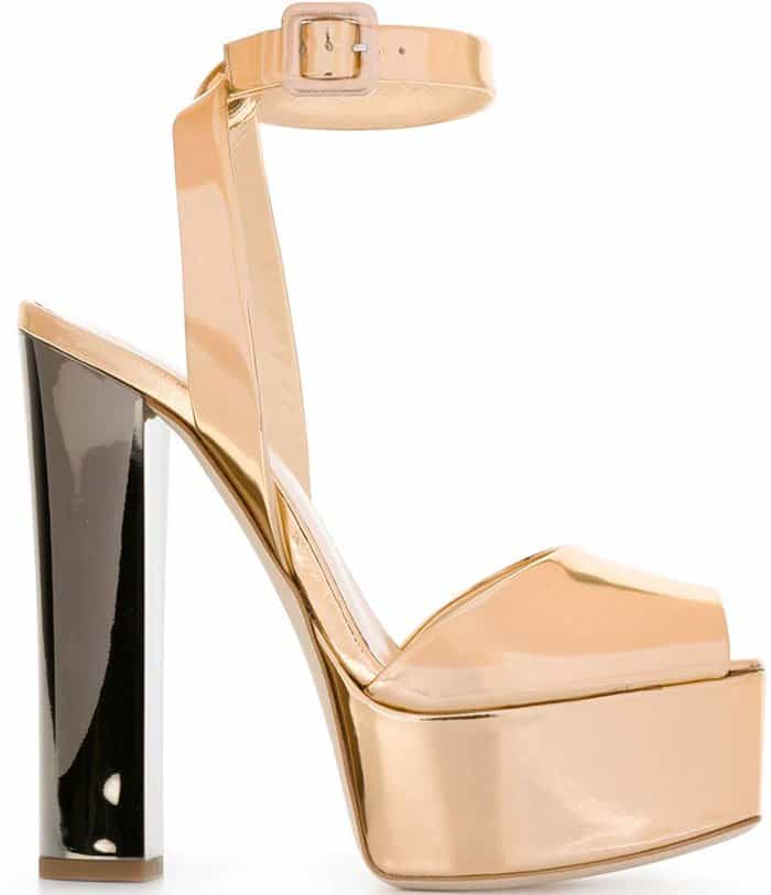 Giuseppe Zanotti "Betty" Platform Sandals Gold Mirror Heels