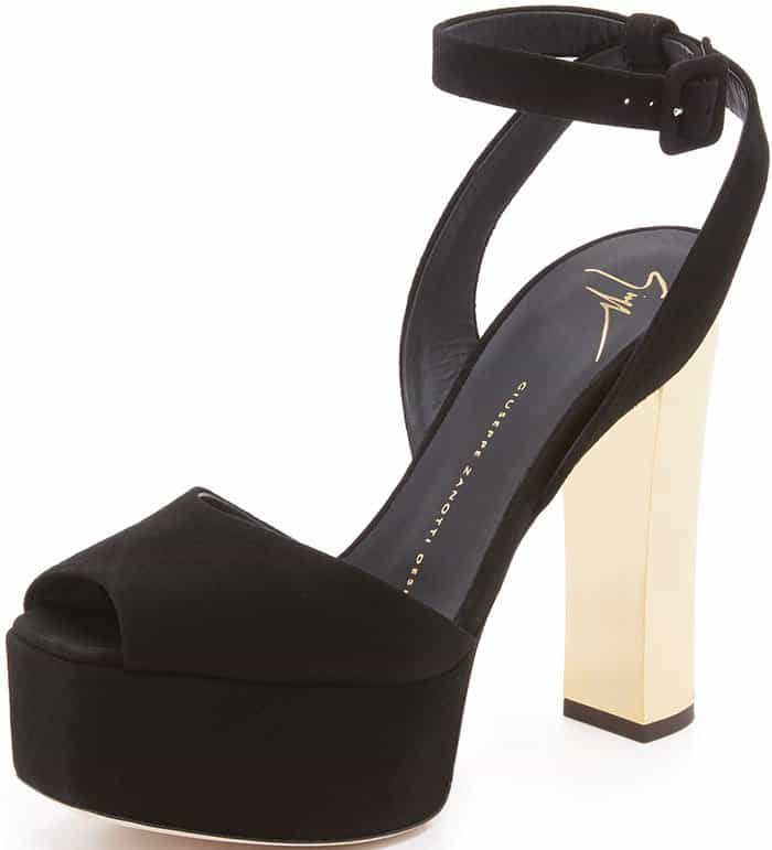 Giuseppe Zanotti "Betty" Platform Sandals Black Suede Metallic