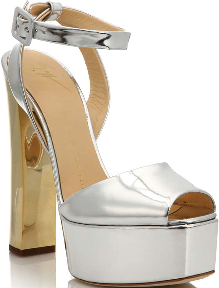 Giuseppe Zanotti "Betty" Platform Sandals Silver Gold Metallic
