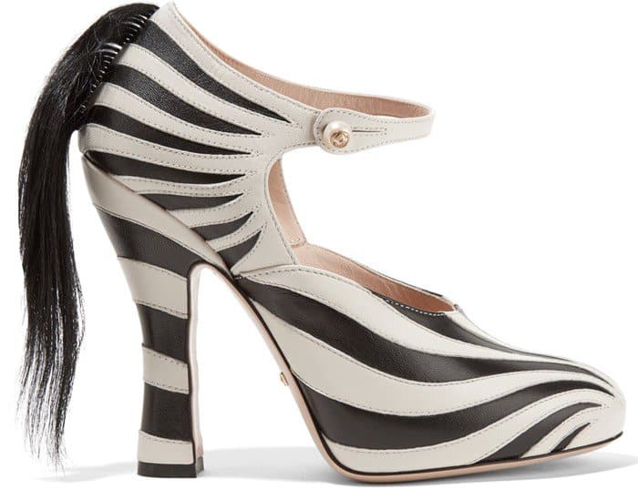 Gucci 'Lesley' Zebra Leather Fur Pumps