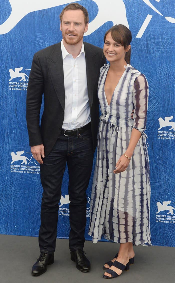 Alicia Vikander and Michael Fassbender at the photocall for their movie on September 1, 2016