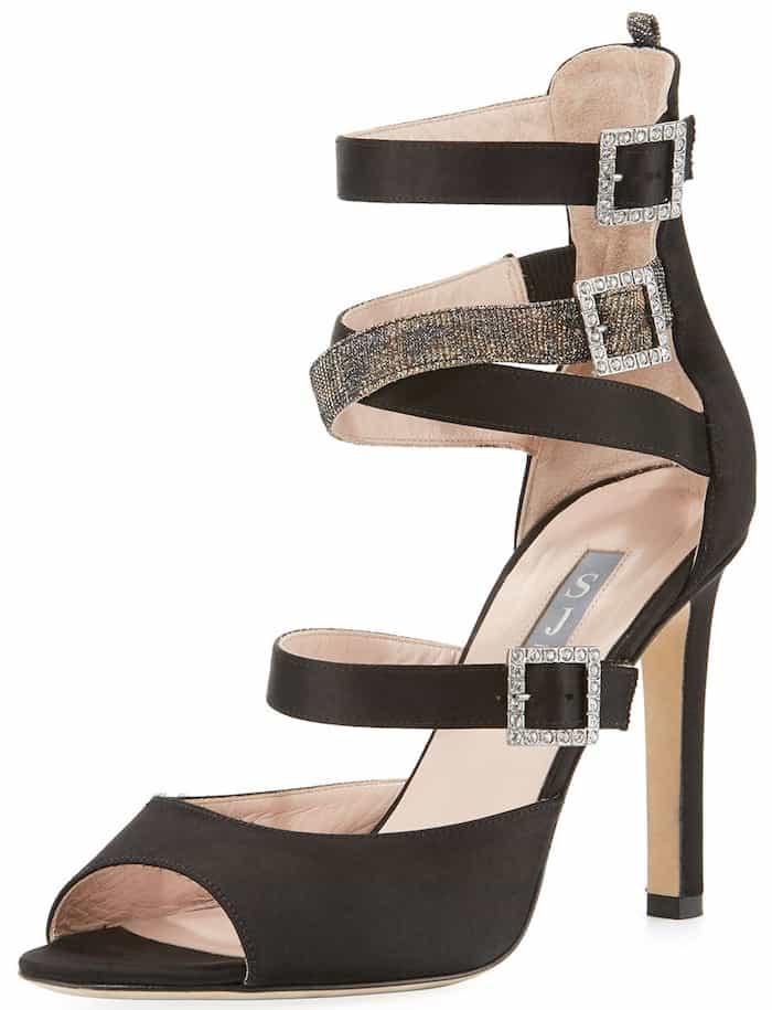 SJP by Sarah Jessica Parker "Fugue" Strappy Satin Sandal in Black