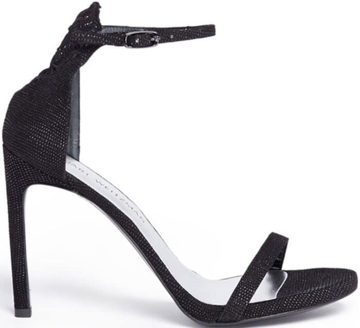 Stuart Weitzman Applique Lace Embroidery Textured Suede Sandals