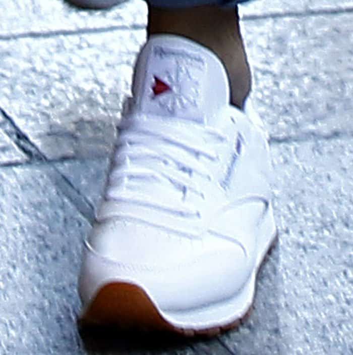 Doing her job right: Gigi Hadid wears a pair of Reebok "Classic" sneakers from the #PerfectNever line she endorses