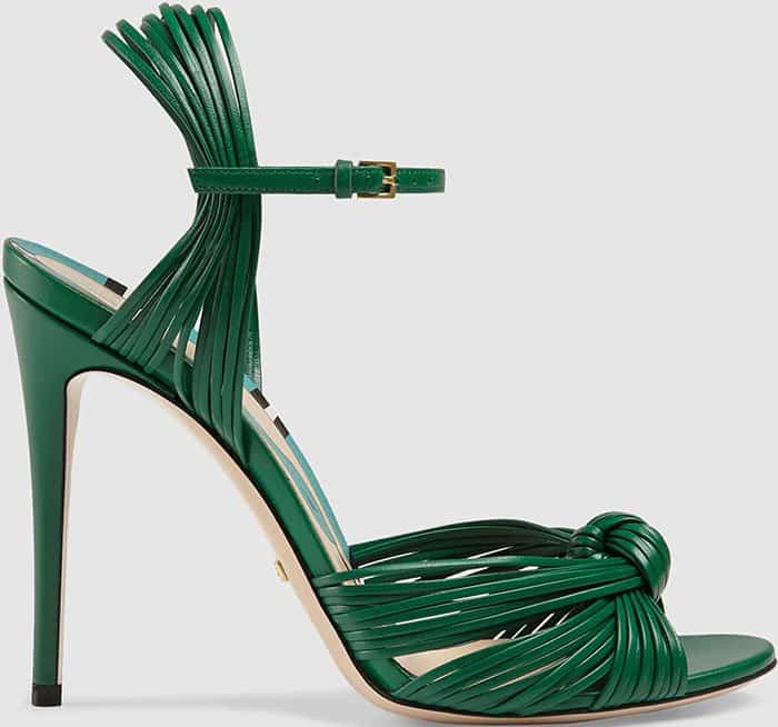 Green Gucci Allie Knotted Strappy Sandals