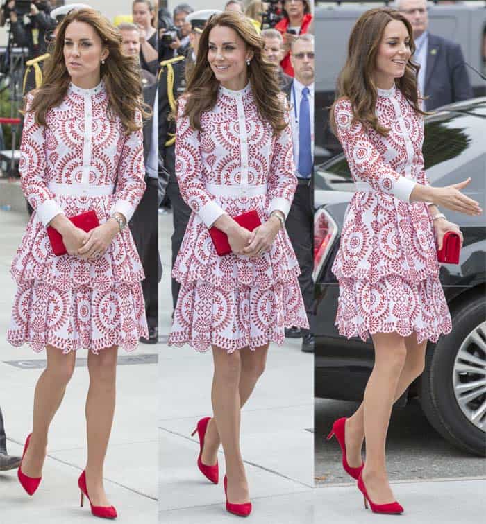 Kate Middleton's Alexander McQueen dress paired with Russell Bromley "Pinpoint" pumps