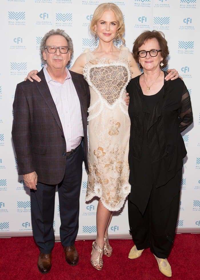 Mill Valley Film Festival Founder and Executive Director Mark Fishkin, Actress Nicole Kidman and Film Festival Head of Programming Zoe Elton pose for photos on the Mill Valley Film Festival red carpet at Elks Lodge on October 9, 2016 in San Rafael, California
