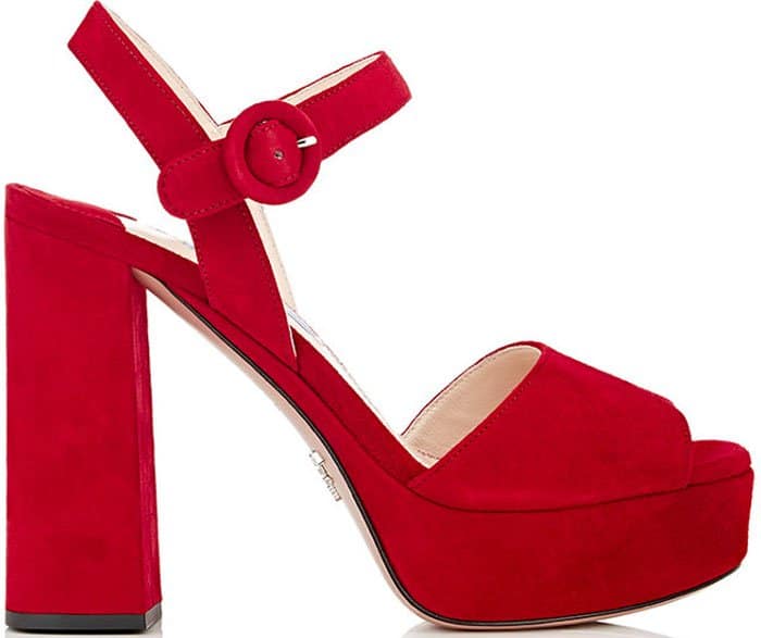 Red Prada Ankle-Strap Platform Sandals