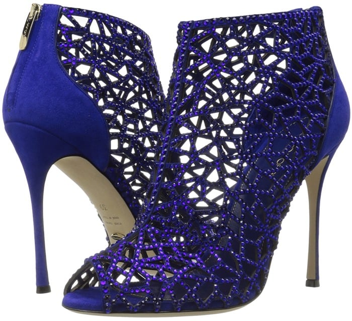 Sergio Rossi Tresor Swarovski Crystal Suede Booties