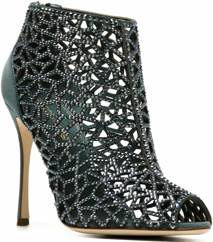 Sergio Rossi Tresor Swarovski Crystal Suede Booties