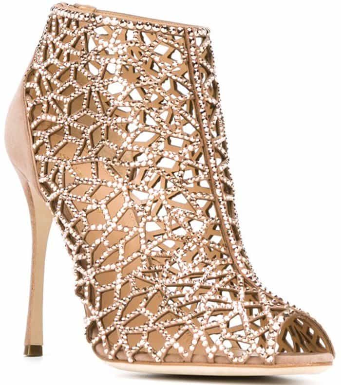 Sergio Rossi Tresor Swarovski Crystal Suede Booties
