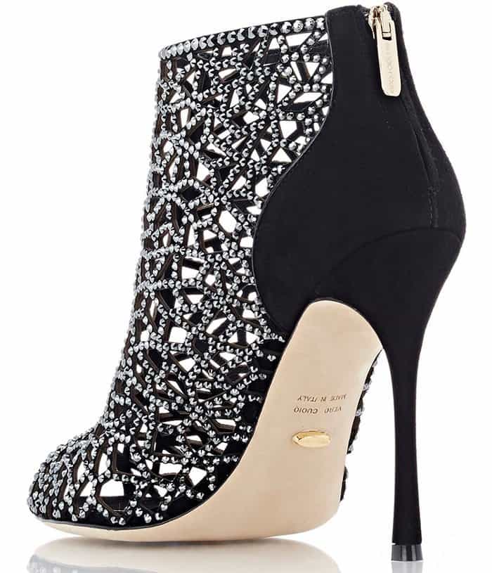 Sergio Rossi Tresor Swarovski Crystal Suede Booties