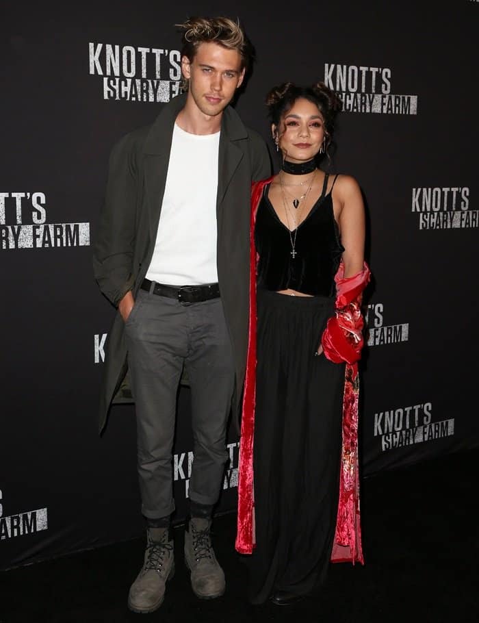 Vanessa Hudgens and Austin Butler serve spooky chic vibes at Knott's Scary Farm
