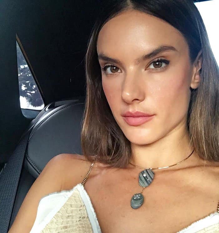 Alessandra uploads a photo of herself with the caption, "Natural beauty for the day .... loving my #glamz"'