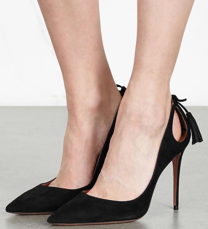 Aquazzura "Forever Marilyn" Suede Tassel Pumps