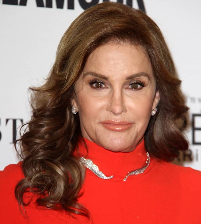 Caitlyn Jenner stunned in a sleek red dress paired with an elegant silver necklace at the Glamour Women of the Year Awards