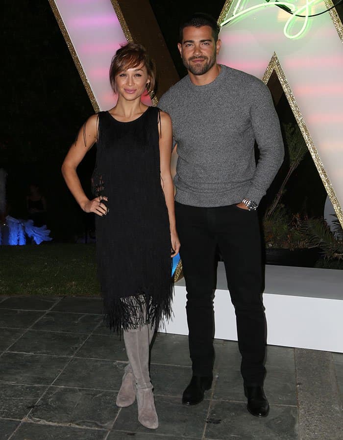 At the W Las Vegas preview, Cara Santana wowed in a '60s-inspired black fringe dress and gray suede thigh-high boots, while Jesse Metcalfe opted for a casual gray sweater and black pants