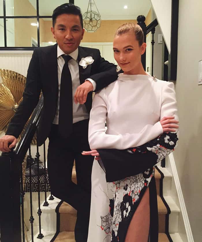 Karlie Kloss and Prabal Gurung pose ahead of the CFDA/Vogue Fashion Fund Awards, highlighting a creative partnership that extended beyond the runway and onto the red carpet