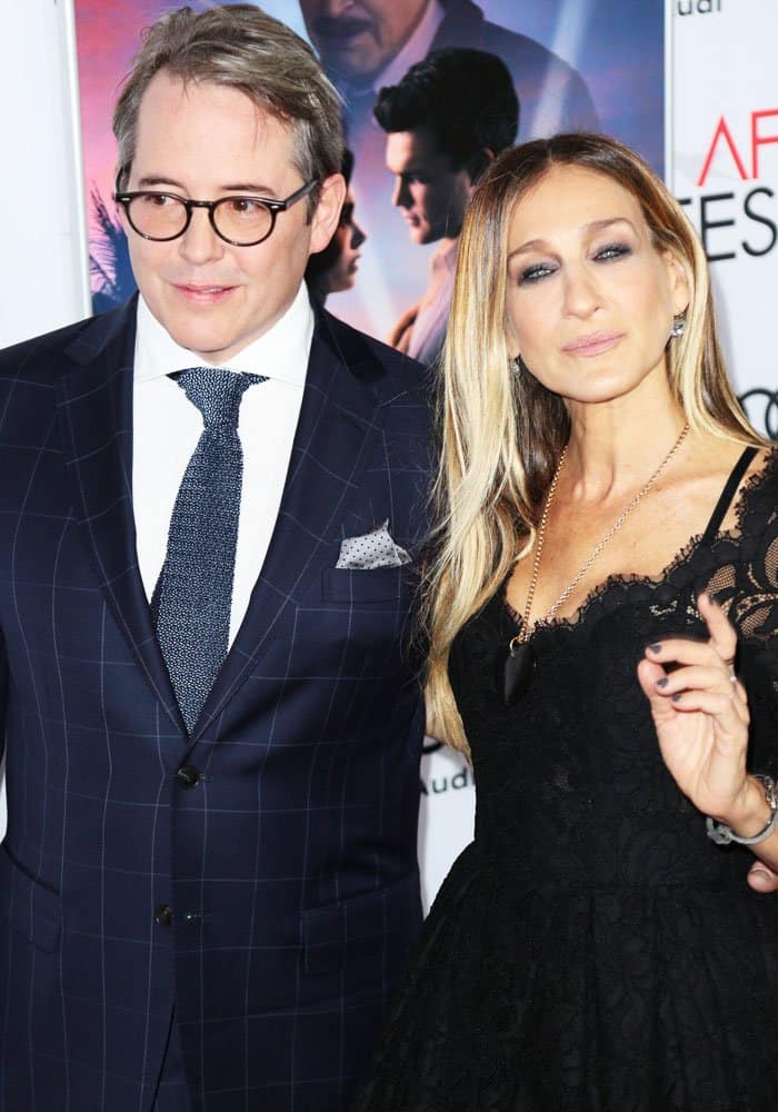 Sarah Jessica Parker elegantly poses alongside her real-life "Mr. Big," her husband and accomplished actor, Matthew Broderick