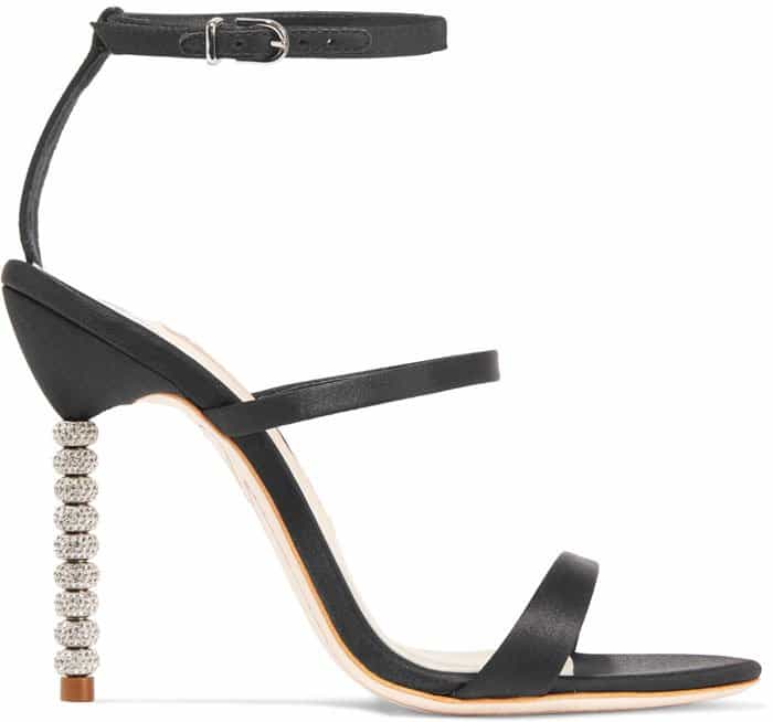 Sophia Webster "Rosalind" Crystal-Heel Satin Sandals