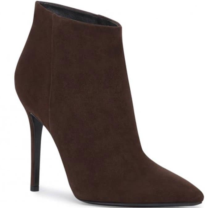 Stella Luna Indispensable dark brown suede pointed-toe pull-on booties with stiletto heels