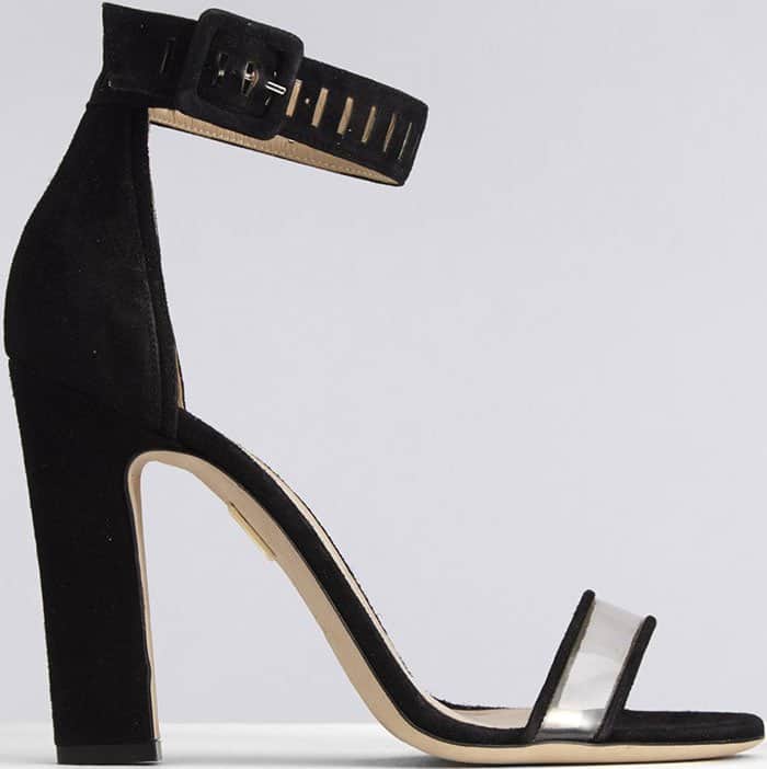 Tamara Mellon Jagger Sandals Black Suede and PVC