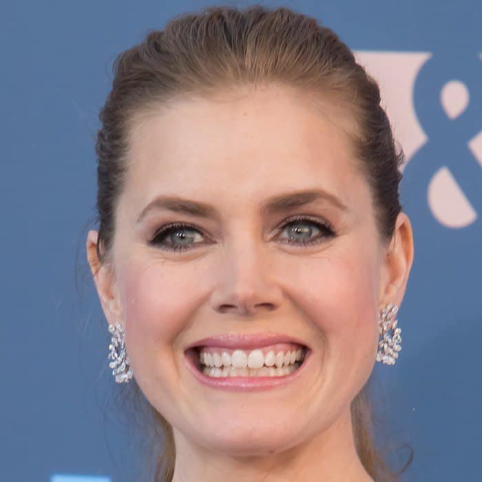 Amy Adams flashes a radiant smile while showcasing her sparkling diamond earrings