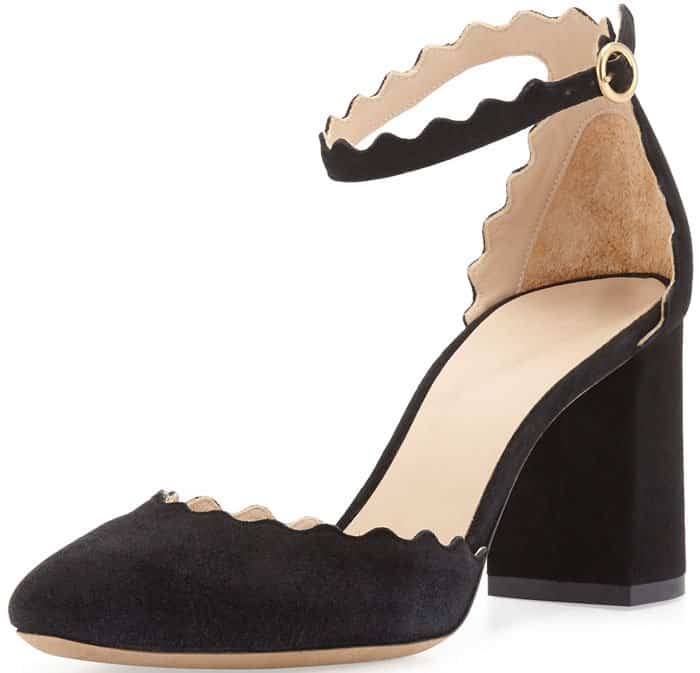 Black Suede Chloé Lauren Mary Jane Pumps