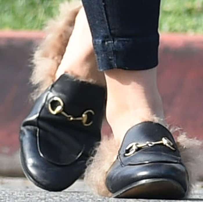 Hilary Duff jumps on the Gucci "Princetown" leather mules trend
