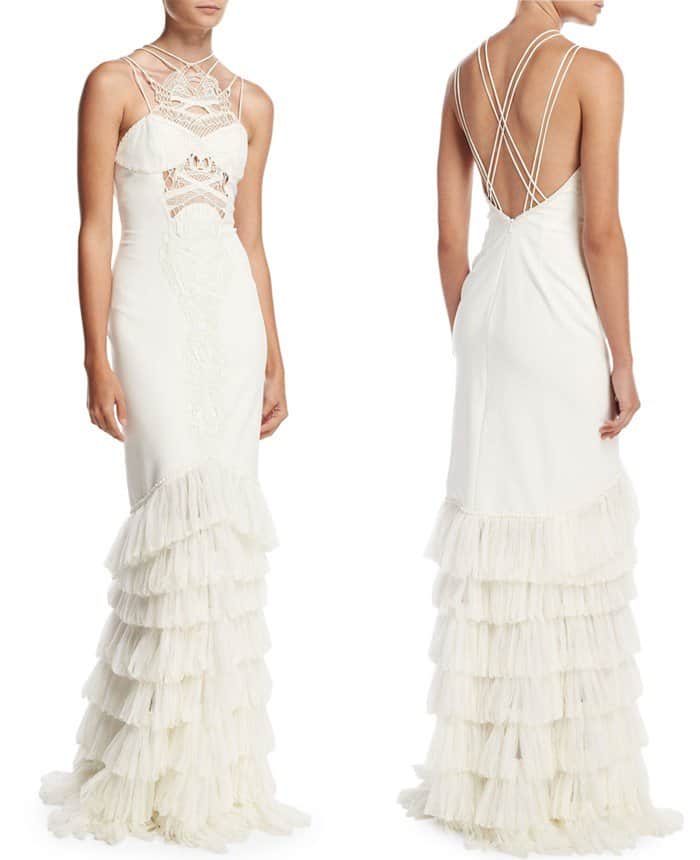 Jonathan Simkhai Crepe Appliqué Tulle Gown