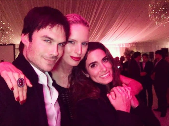 Karolina poses with her celebrity philanthropist friends Nikki Reed and Ian Somerhalder