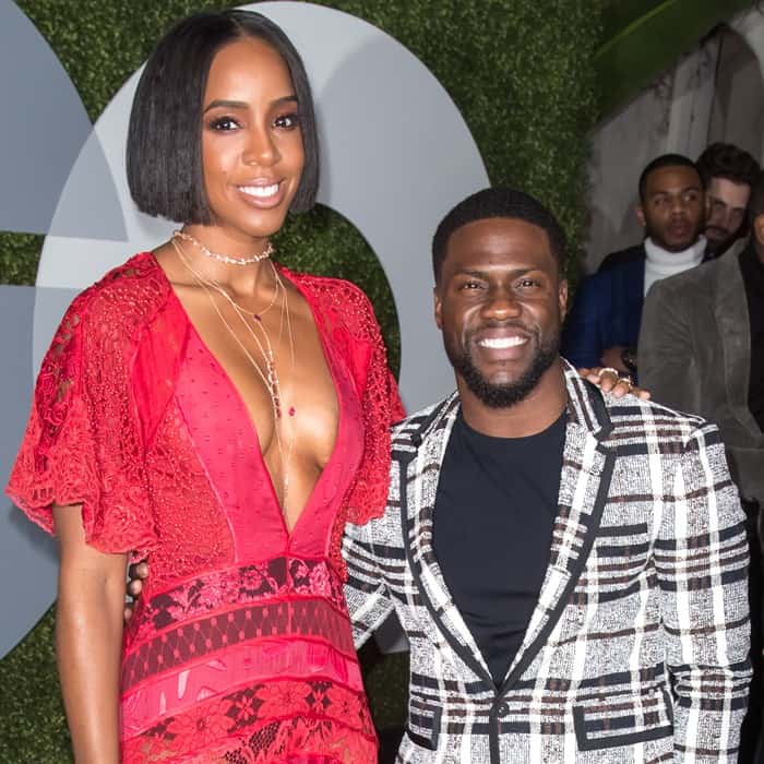 Kelly Rowland, standing at 5ft 7 (170.2 cm), towers over the 5ft 2 ½ (158.8 cm) Kevin Hart at the 2016 GQ Men of the Year Party