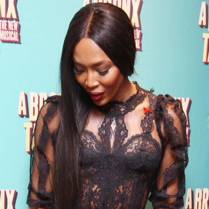 Naomi Campbell wearing a Dolce and Gabbana Fall 2016 dress at the Broadway Opening Night After Party for 'A Bronx Tale' at The Marriot Marquis Hotel on December 1, 2016 in New York City