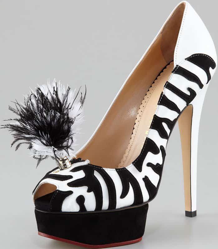 Charlotte Olympia "Zelda" Trompe l'Oeil Zebra Platform Pump