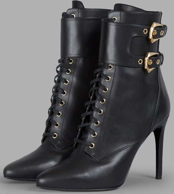 Balmain Lace-Up Leather Boots