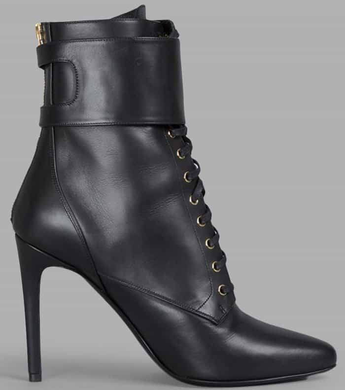 Balmain Lace-Up Leather Boots