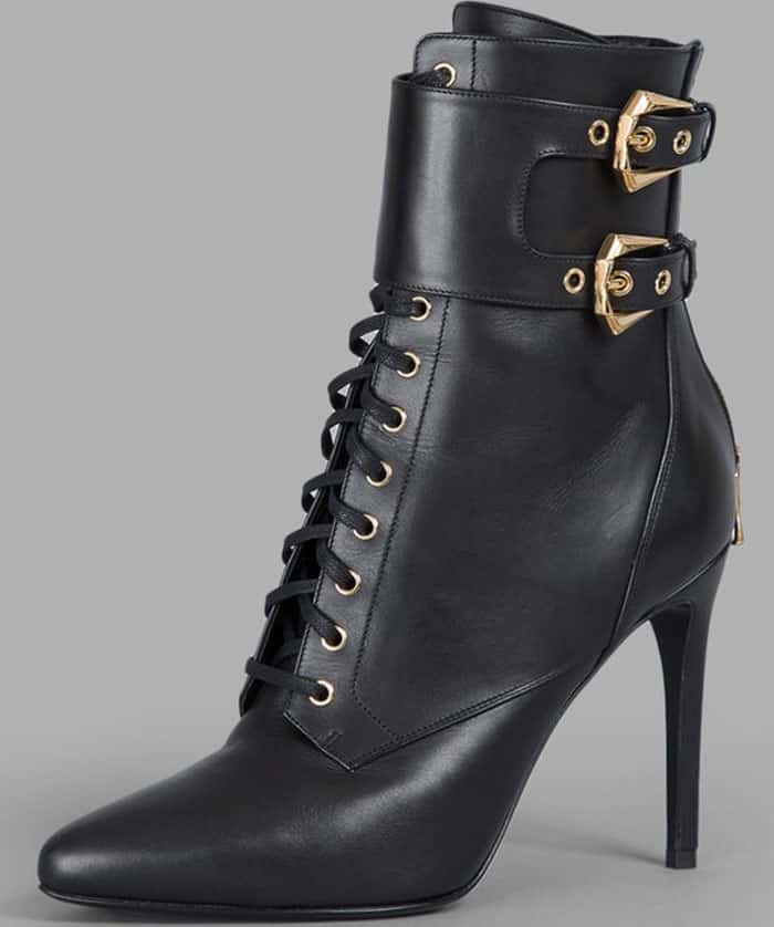 Balmain Lace-Up Leather Boots