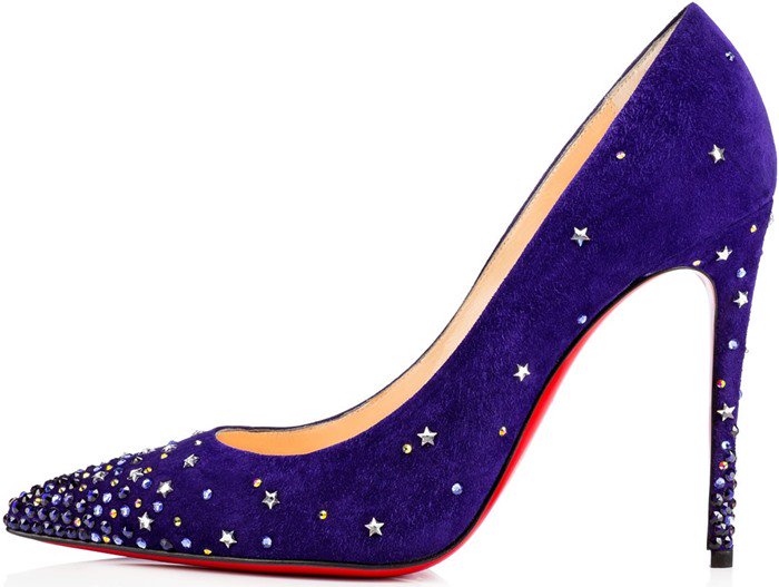 Purple suede pump with crystal detailing from Christian Louboutin