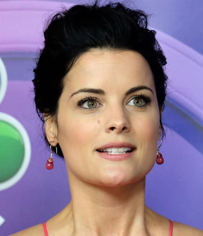Jaimie Alexander at the NBC Universal Winter TCA tour in Los Angeles on January 18, 2017, exuded elegance with her minimal makeup, swept-back hairstyle, and eye-catching drop earrings featuring vibrant red stones