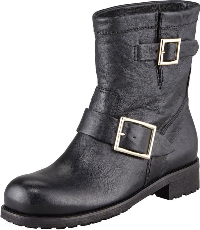 Jimmy Choo "Youth" Black Biker Leather Biker Boots