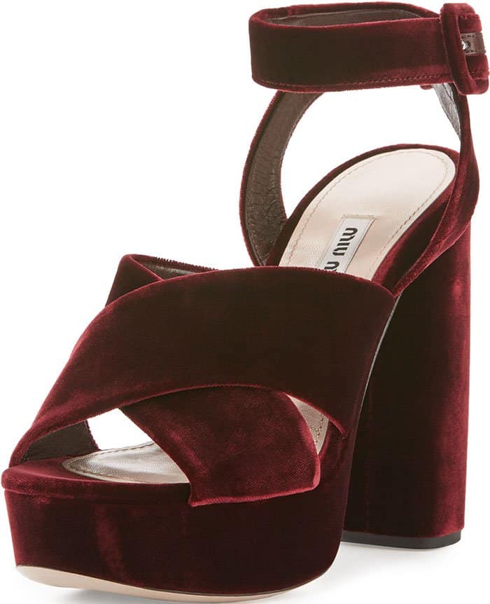 Miu Miu Velvet Crisscross Sandals